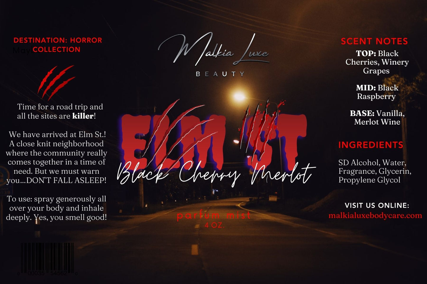Elm St. 4 oz Parfum Mist | Destination: Horror collection